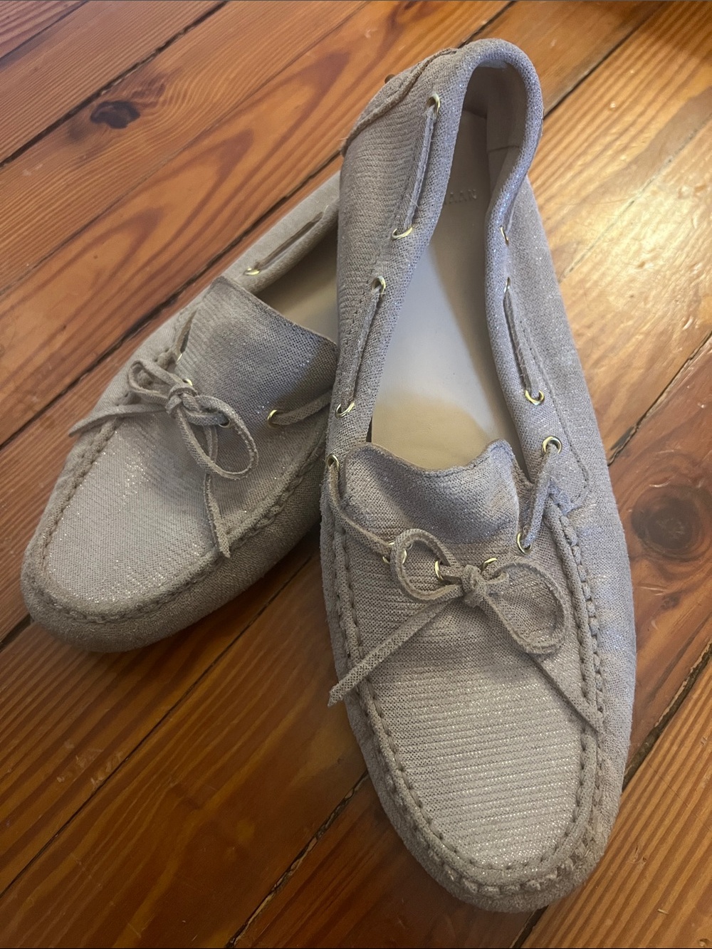 Cole Haan Light Tan Suede & Fabric Driving Loafers size 9